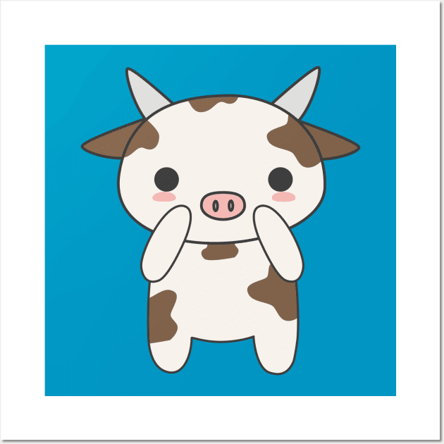 Cute & Kawaii Cow T-Shirt Wall Art by happinessinatee